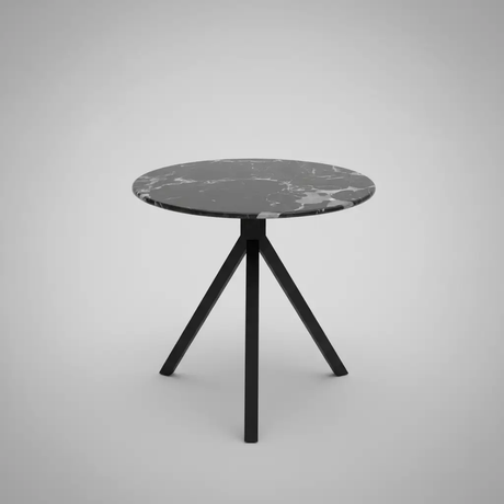 Round Black Marble-Effect Side Table - Tripod Base Side Table End Tables