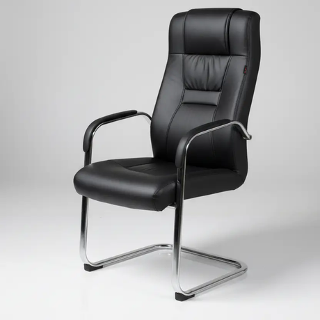 High-Back PU Leather Visitor Chair - Chrome Cantilever Office Chair Office Chairs
