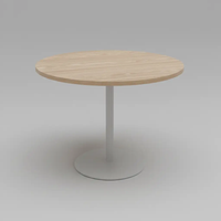 Round Wood-Top Restaurant Dining Table - White Pedestal Dining Table Dining Tables