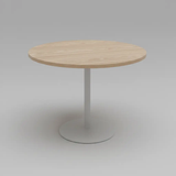 Round Wood-Top Restaurant Dining Table - White Pedestal Dining Table Dining Tables