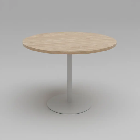 Round Wood-Top Restaurant Dining Table - White Pedestal Dining Table Dining Tables