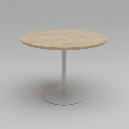 Round Wood-Top Restaurant Dining Table - White Pedestal Dining Table Dining Tables