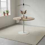Round Wood-Top Restaurant Dining Table - White Pedestal Dining Table Dining Tables