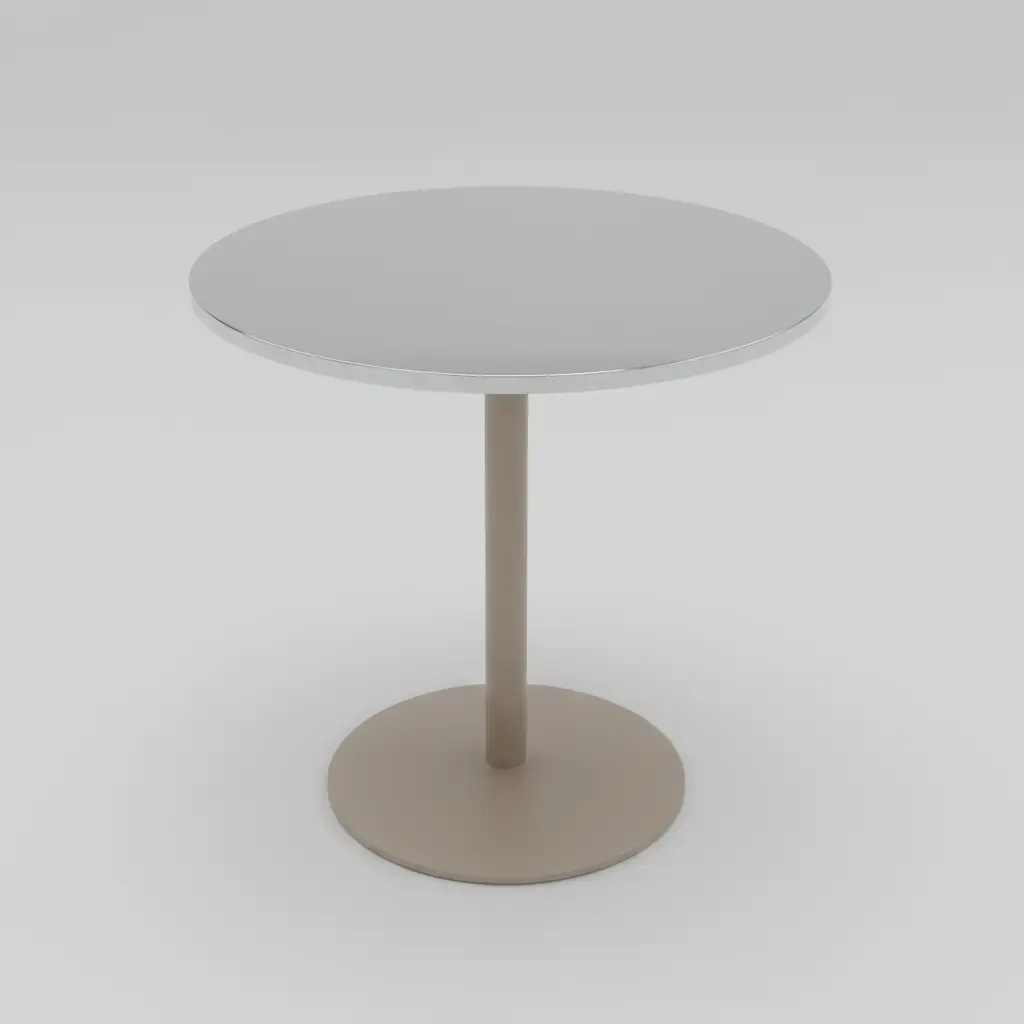 Round Chrome Pedestal Dining Table - Silver Dining Table Dining Tables