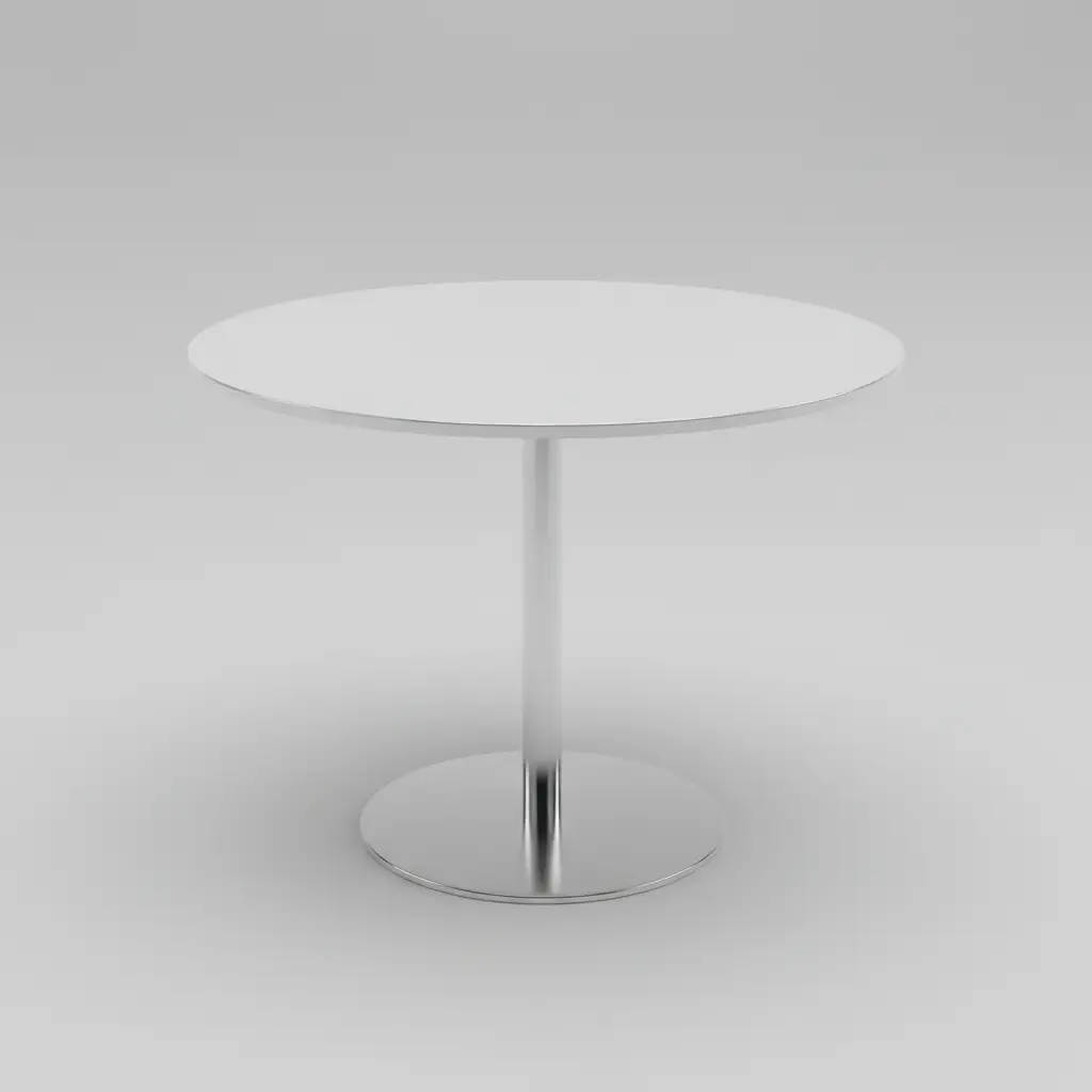 Round Chrome Pedestal Dining Table - Silver Dining Table Dining Tables