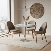 Round Chrome Pedestal Dining Table - Silver Dining Table Dining Tables