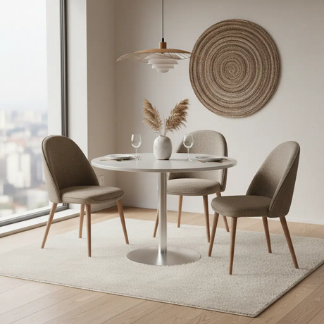 Round Chrome Pedestal Dining Table - Silver Dining Table Dining Tables