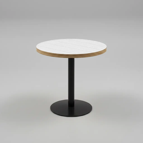 Round Grid-Pattern Dining Table - Black Pedestal Dining Table Dining Tables