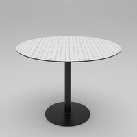 Round Grid-Pattern Dining Table - Black Pedestal (80cm) Dining Table Dining Tables