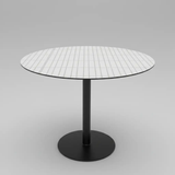 Round Grid-Pattern Dining Table - Black Pedestal (80cm) Dining Table Dining Tables