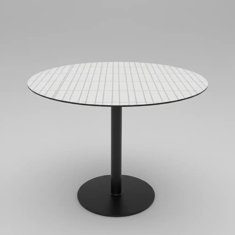 Round Grid-Pattern Dining Table - Black Pedestal (80cm) Dining Table Dining Tables