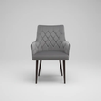 Grey Velvet Diamond-Stitch Armchair - Set of 4 Dining Chair Dining Chairs