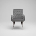 Grey Velvet Diamond-Stitch Armchair - Set of 4 Dining Chair Dining Chairs