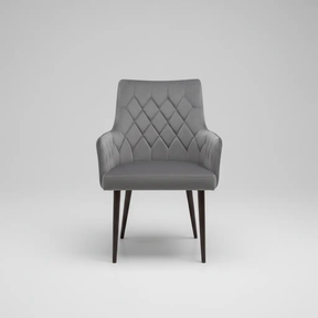 Grey Velvet Diamond-Stitch Armchair - Set of 4 Dining Chair Dining Chairs