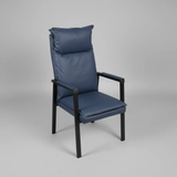 High-Back Outdoor Armchair with Cushion - Navy Blue Outdoor Chair Outdoor Chairs
