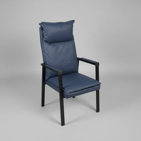 High-Back Outdoor Armchair with Cushion - Navy Blue Outdoor Chair Outdoor Chairs