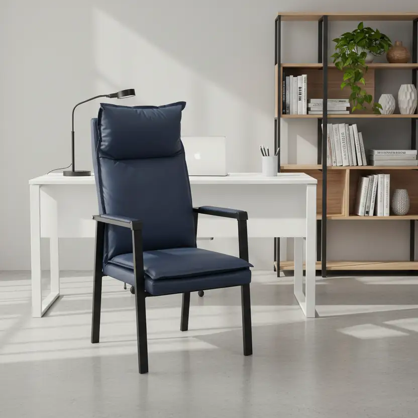 High-Back Outdoor Armchair with Cushion - Navy Blue Outdoor Chair Outdoor Chairs