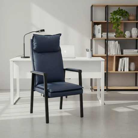 High-Back Outdoor Armchair with Cushion - Navy Blue Outdoor Chair Outdoor Chairs