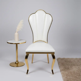 Leaf Fan-Back Luxury Dining Chair set of 4 - Gold & White Dining Chair Dining Chairs