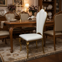Leaf Fan-Back Luxury Dining Chair set of 4 - Gold & White Dining Chair Dining Chairs