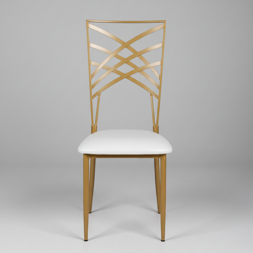 Chameleon Arc-Web Dining Chair set of 6- Gold & White Dining Chair Dining Chairs