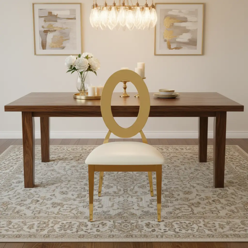 Gold Oval Medallion-Back Dining Chair - Set of 2 Dining Chair Dining Chairs