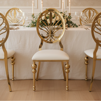 Gold Fleur-de-Lis Oval-Back Dining Chair - Set of 2 Dining Chair Dining Chairs