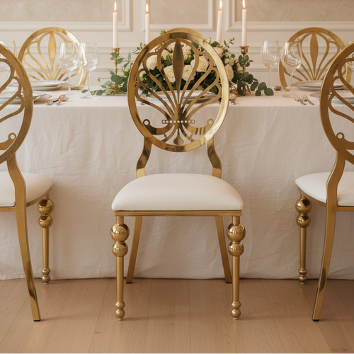 Gold Fleur-de-Lis Oval-Back Dining Chair - Set of 2 Dining Chair Dining Chairs