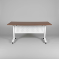 Foldable Training Desk with Castors - Walnut & White Office Desk Desks