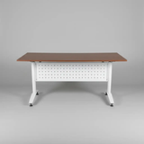 Foldable Training Desk with Castors - Walnut & White Office Desk Desks