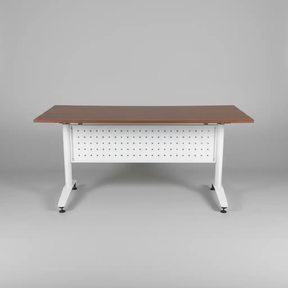 Foldable Training Desk with Castors - Walnut & White Office Desk Desks
