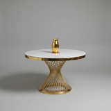 Round Glass Top Dining Table - Gold Pedestal Base Dining Table Dining Tables