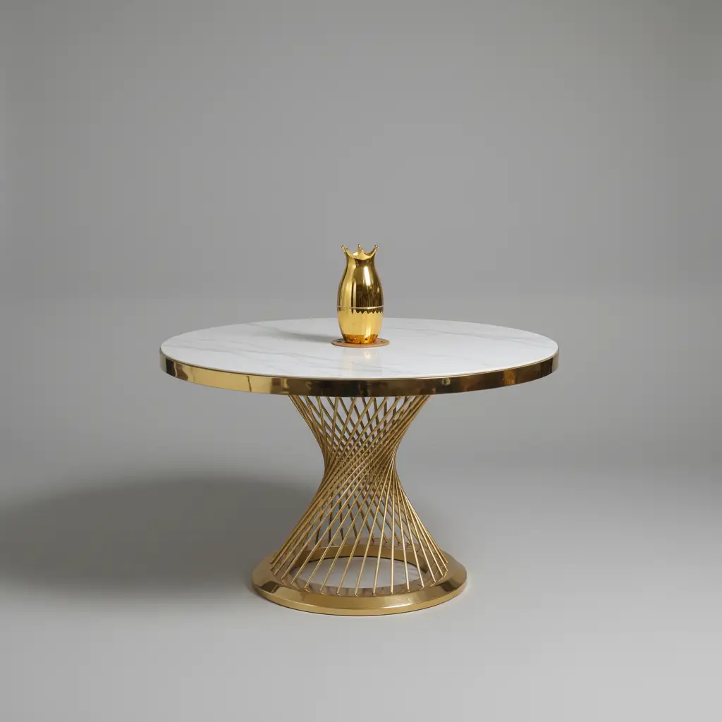 Round Glass Top Dining Table - Gold Pedestal Base Dining Table Dining Tables