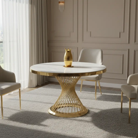 Round Glass Top Dining Table - Gold Pedestal Base Dining Table Dining Tables