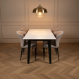 Marble-Top Dining Table & 6 Grey Velvet Chairs - Complete Set Dining Set Kitchen & Dining Furniture Sets