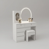 White Dressing Table with LED Mirror & Stool - 6 Drawers Dressing Table Dressing Tables