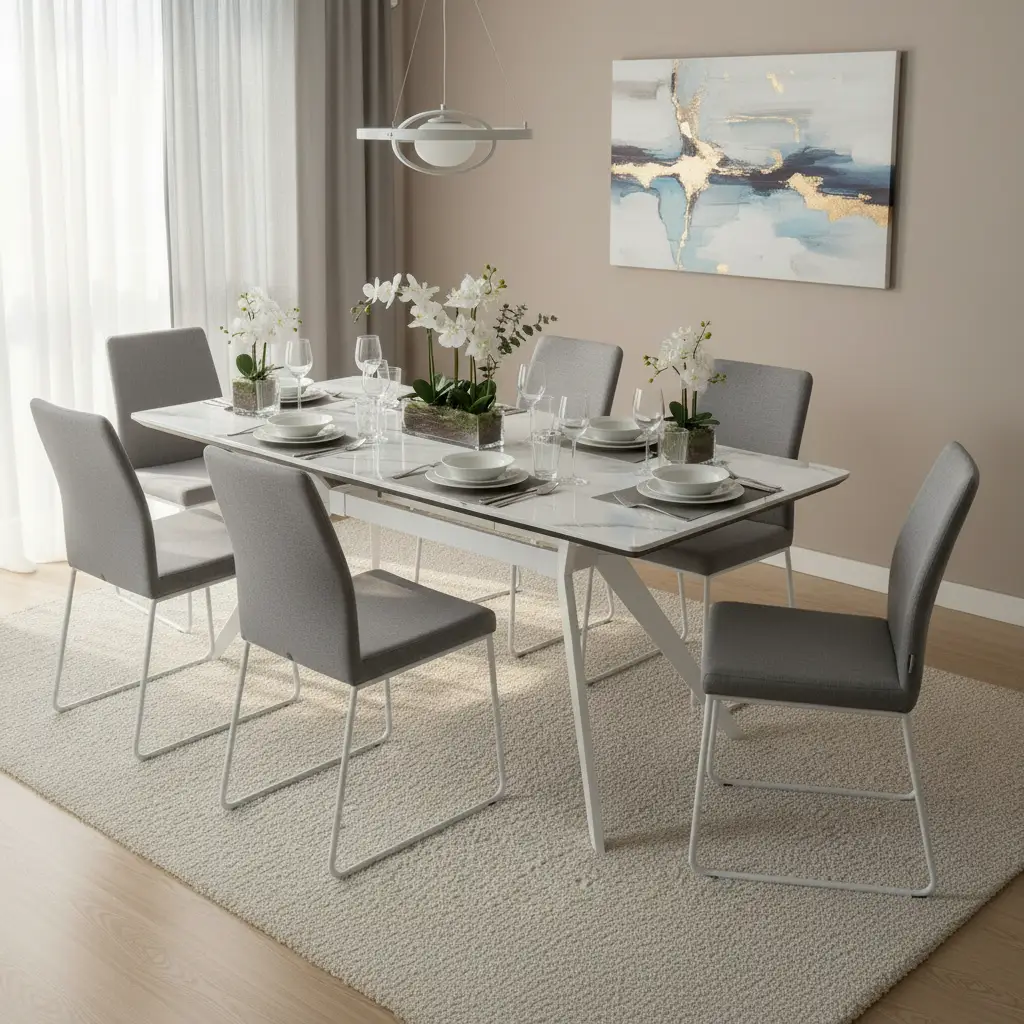 Marble-Effect Coffee Table - White Splayed Legs Coffee Table Coffee Tables