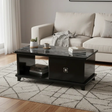 Black Marble-Top Coffee Table with Drawer & Cabinet Coffee Table Coffee Tables