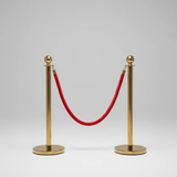 Gold Ball-Top Stanchion with Red Velvet Rope - Set of 2 Event Equipment Retractable Belts