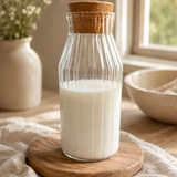 Ribbed Glass Bottle with Cork Lid - 850ml Kitchenware Food Storage Containers