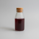 Ribbed Glass Bottle with Cork Lid - 850ml Kitchenware Food Storage Containers