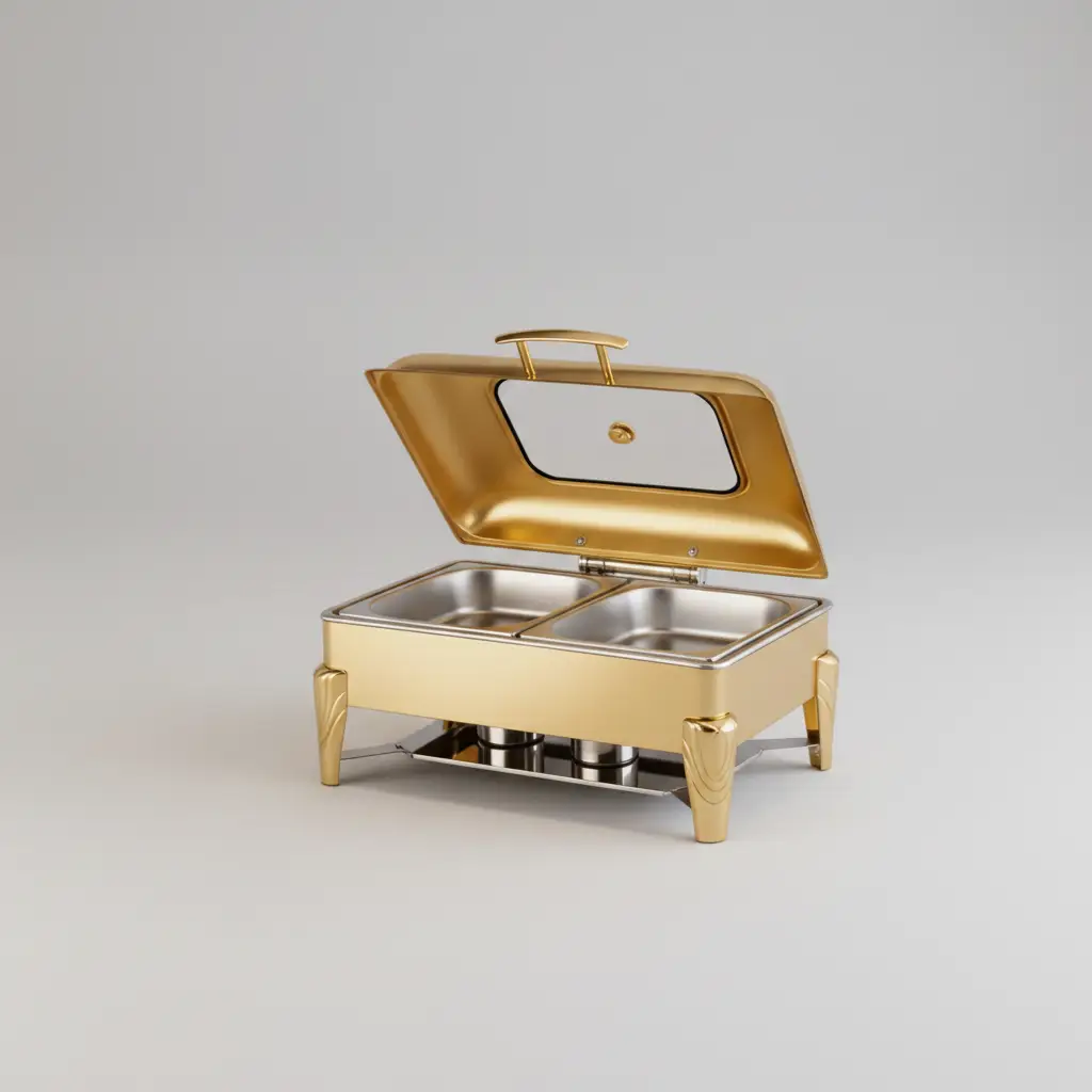 Gold Hydraulic Chafing Dish - Double Compartment 9L Event Equipment Chafing Dishes