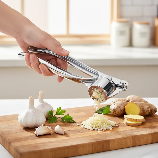 Stainless Steel Garlic & Ginger Press Kitchenware Garlic Presses