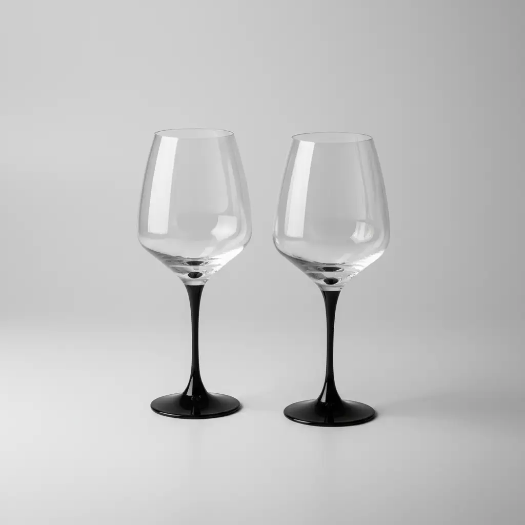 Black Stem Crystal Wine Glass Set - 6 Pcs Drinkware Wine Glasses