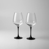 Black Stem Crystal Wine Glass Set - 6 Pcs Drinkware Wine Glasses