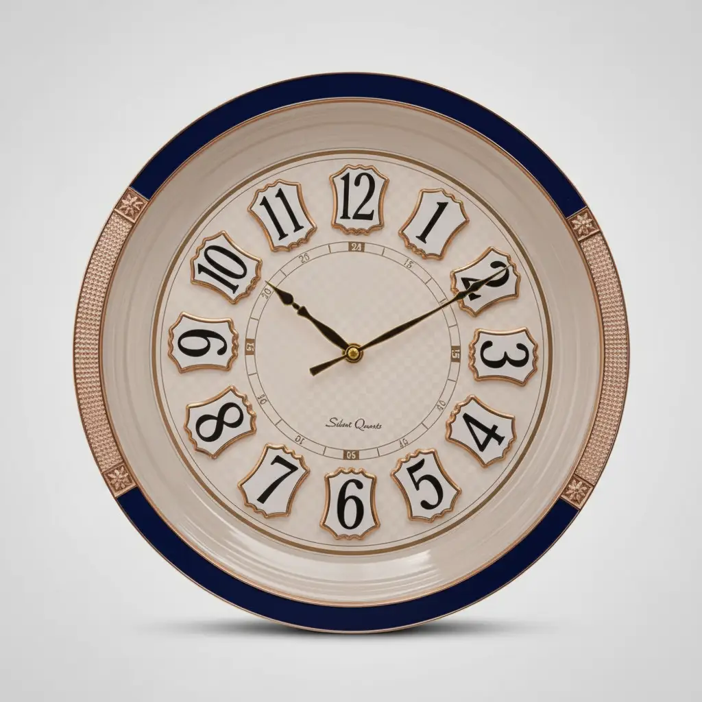 Navy & Gold Vintage Wall Clock - 30cm Silent Quartz Home Décor Wall Clocks