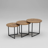 Herringbone Pebble Nesting Coffee Tables - Set of 3 Coffee Table Coffee Tables