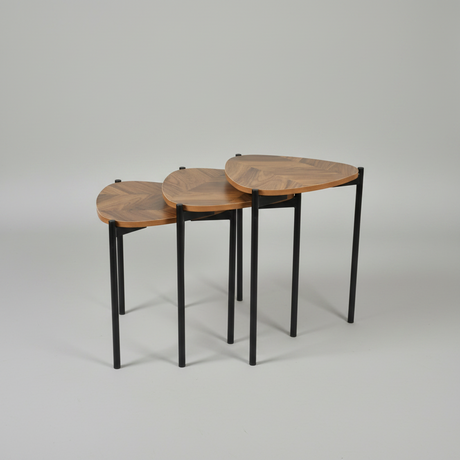 Herringbone Pebble Nesting Coffee Tables - Set of 3 Coffee Table Coffee Tables