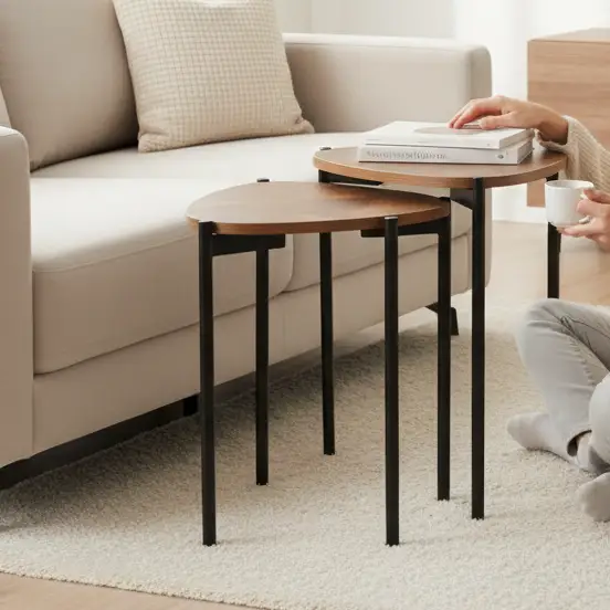 Herringbone Pebble Nesting Coffee Tables - Set of 3 Coffee Table Coffee Tables