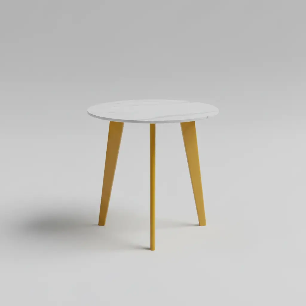 Marble-Top Round Side Table with Gold Legs Side Table End Tables